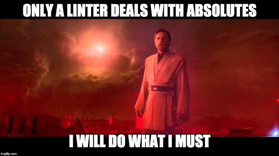 Obi Wan Kenobi dealing with linters 